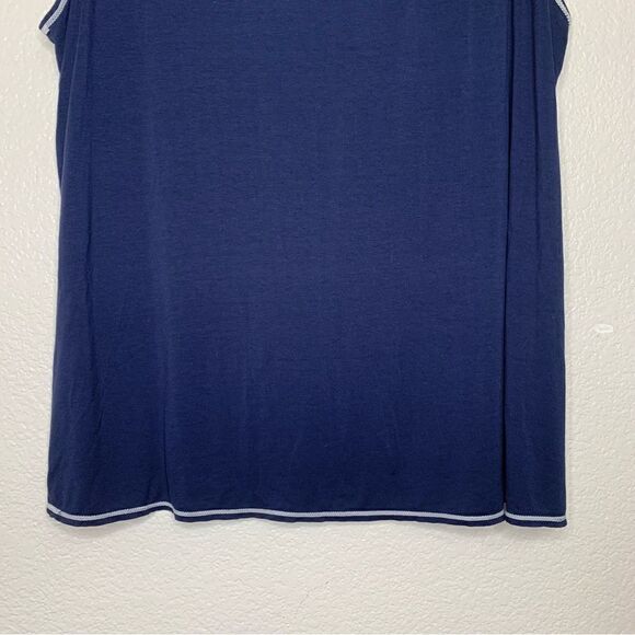 Max Studio Navy Blue Crochet Sleeveless Tunic Top - Picture 7 of 11